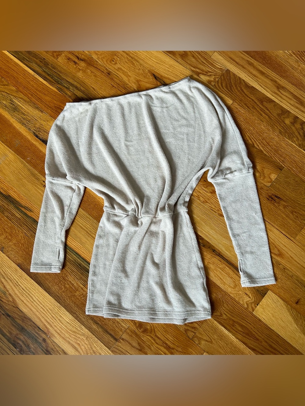 SHEIN Cream Off-Shoulder Long Sleeve Bodycon Sweater Dress